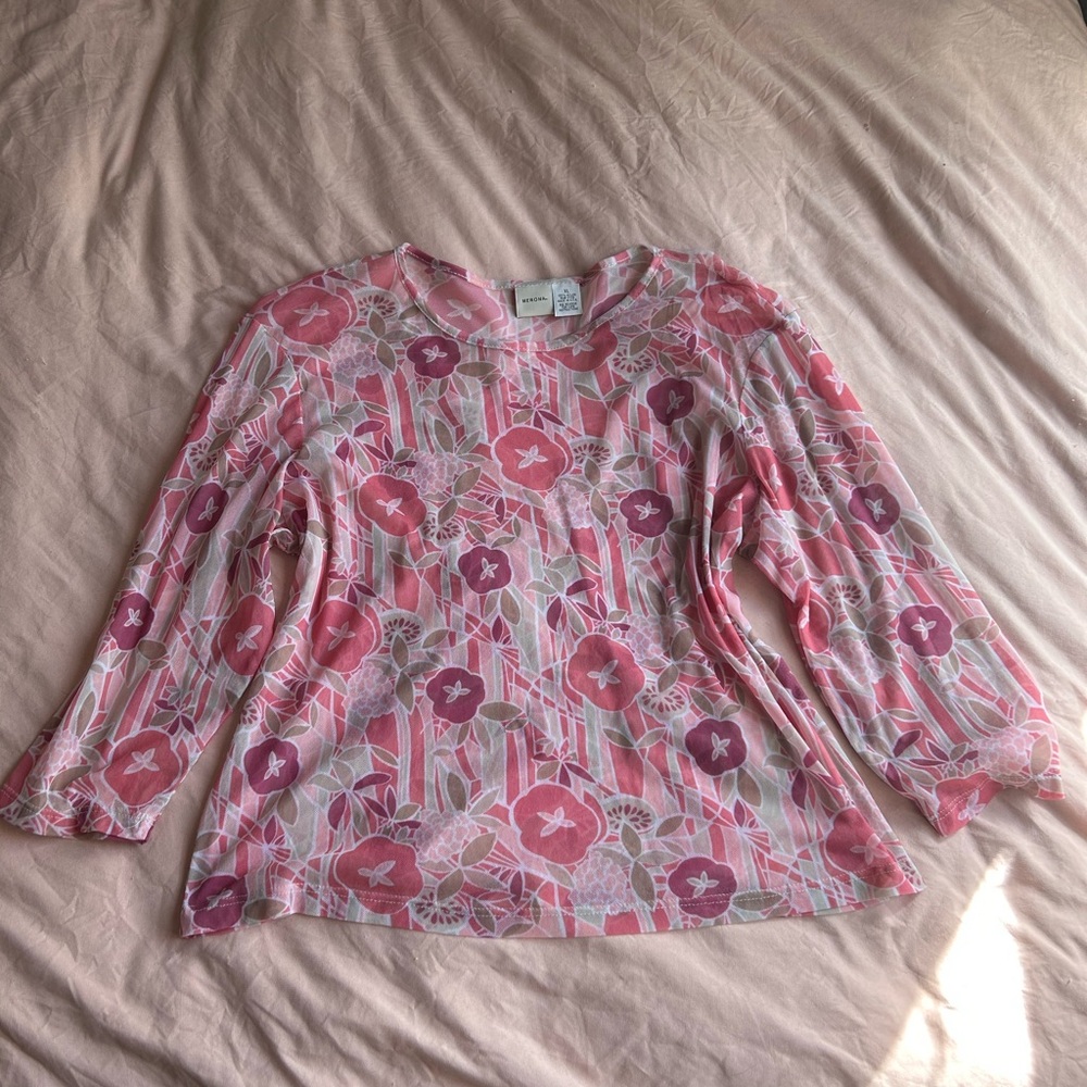 Women’s Merona Floral Pink Shirt Size XL